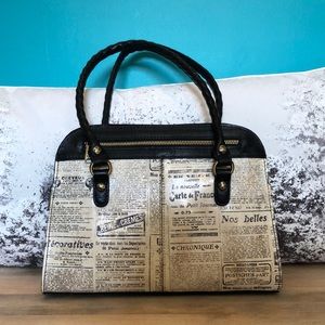 Patricia Nash Genuine Newspaper Print Satchel
